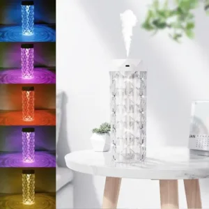 Diffuseur d'huiles essentielles cristal avec lumière LED multicolore et humidificateur intégré