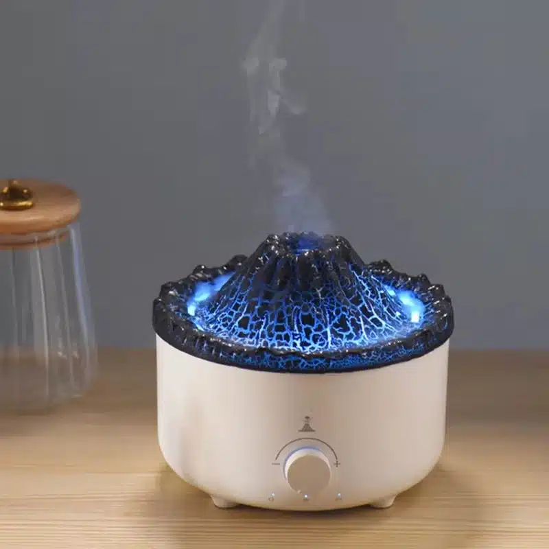 diffuseur-dhuiles-essentielles-avec-telecommande-2 Diffuseur d’Huiles Essentielles Effet Volcan – Humidificateur LED Aromathérapie