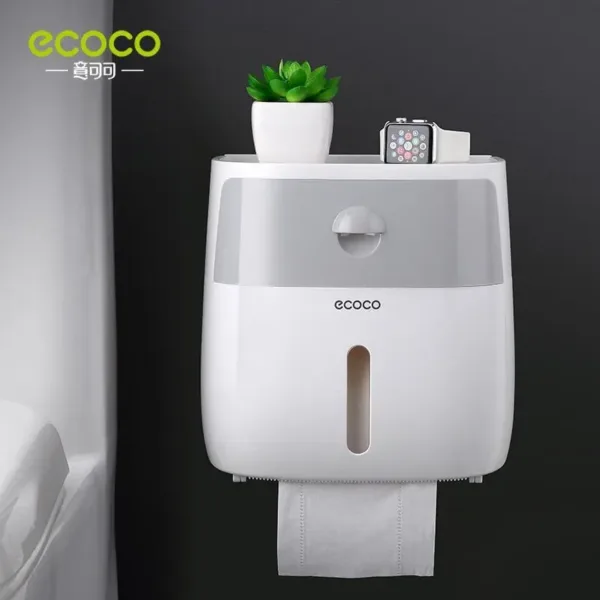 Distributeur de papier toilette mural avec étagère intégrée, idéal pour organiser votre salle de bain de manière pratique et élégante