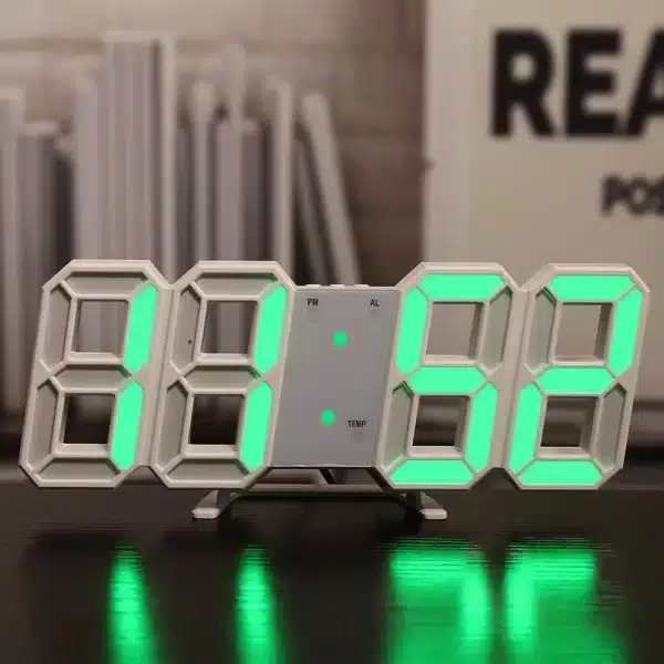 Horloge numérique LED 3D avec affichage lumineux vert