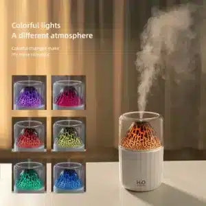 Humidificateur air LED volcan avec brume
