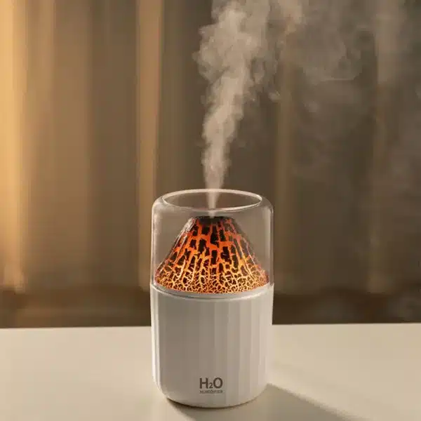 Humidificateur air LED volcan avec brume