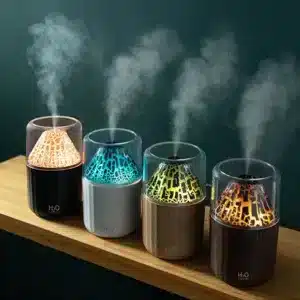 Humidificateur air LED volcan avec brume