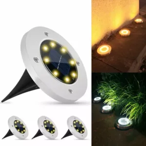 Lumière solaire LED de jardin ronde, idéale pour l'éclairage extérieur