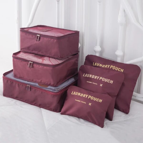 Set de 6 sacs de rangement pour valise, idéal pour voyages et organisation.