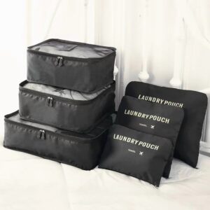 Set de 6 sacs de rangement pour valise, idéal pour voyages et organisation.