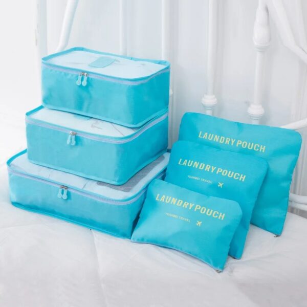 Set de 6 sacs de rangement pour valise, idéal pour voyages et organisation.