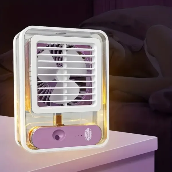 ventilateur de bureau portable violet 1