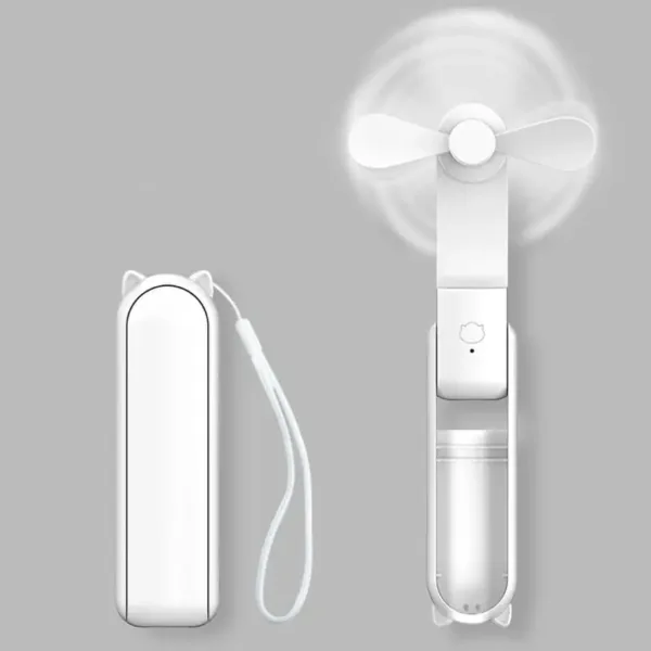 Ventilateur portable pliable avec power bank intégré et recharge USB, idéal pour voyager