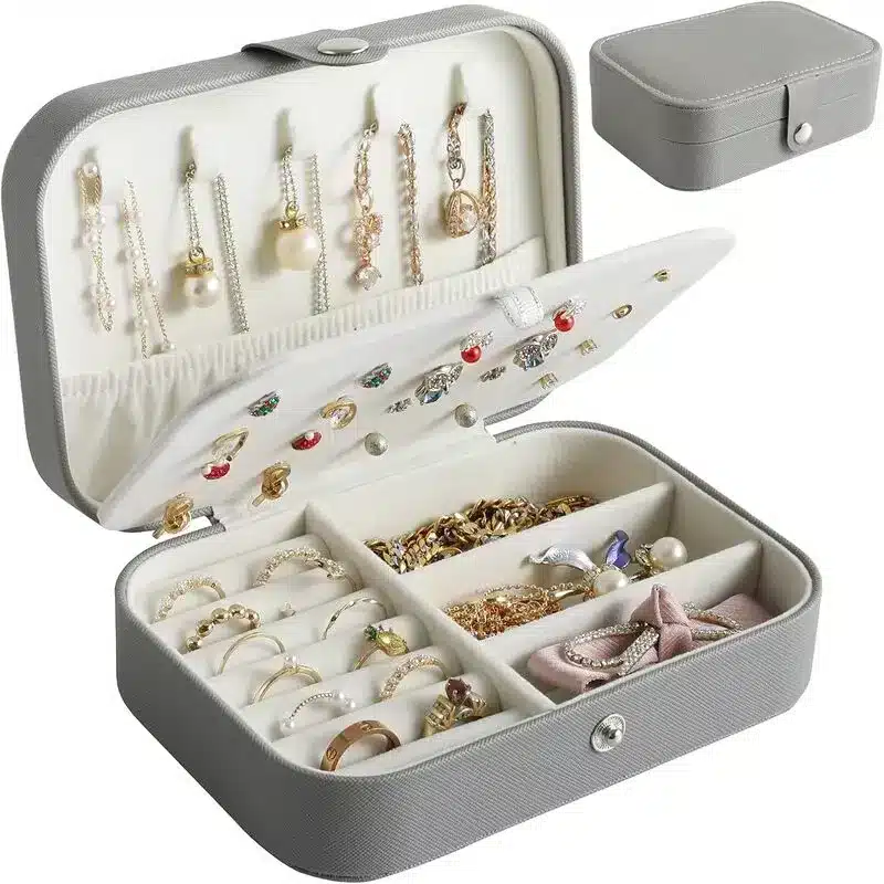 Boîte à Bijoux Voyage En Cuir Synthétique - Organisateur Avec Compartiments Pour Bagues, Colliers - Dimensions 10x10x5 Cm, Motif Floral Japonais