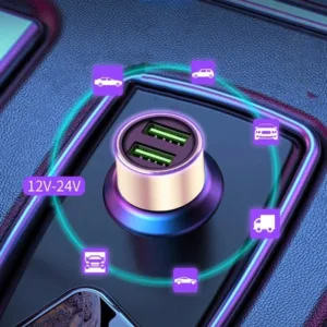 Chargeur Voiture Double USB – Design Élégant et Recharge Rapide pour Tous Vos Appareils