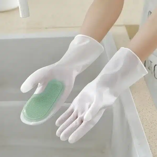 Gants de vaisselle en silicone avec éponge intégrée pour un nettoyage facile