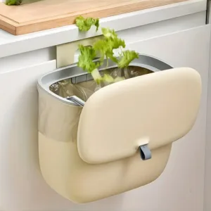 Poubelle suspendue de cuisine avec couvercle pour porte de placard
