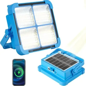 Projecteur LED solaire rechargeable avec power bank - Bleu