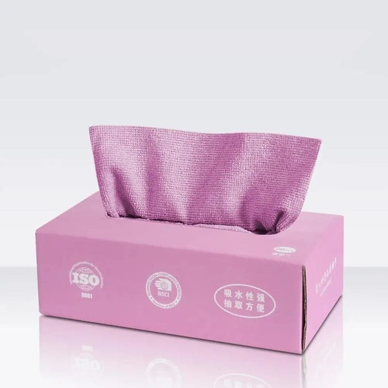 boite-distributrice-de-serviettes-en-microfibre-ultra-absorbantes-20-pieces-violet Boîte distributrice de serviettes en microfibre ultra absorbantes pour nettoyage rapide et sans traces.