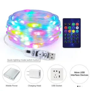 Guirlande LED multicolore intelligente avec contrôle smartphone pour décoration de Noël