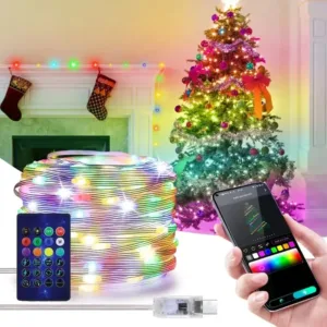 Guirlande LED multicolore intelligente avec contrôle smartphone pour décoration de Noël