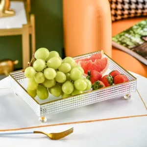 plateau rectangulaire en plastique pour présentation élégante de fruits et desserts