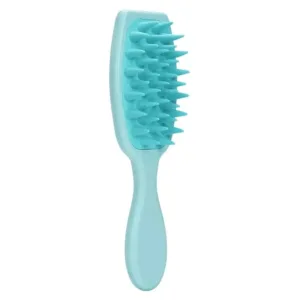 Brosse de massage en silicone avec manche, idéale pour le cuir chevelu et le démêlage des cheveux.