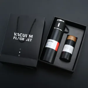 Coffret cadeau avec thermos isotherme bleu et tasse