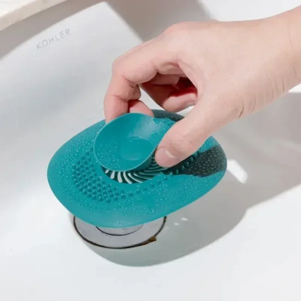 Filtre de douche en silicone pour attraper les cheveux et éviter les obstructions, design pratique et facile à nettoyer