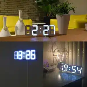 HorHorloge numérique LED 3D avec affichage lumineux blancloge numérique LED 3D avec affichage lumineux blanc