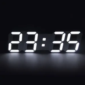 Horloge numérique LED 3D avec affichage lumineux blanc