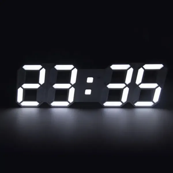 Horloge numérique LED 3D avec affichage lumineux blanc