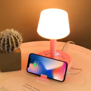 Lampe de chevet multifonction avec chargeur intégré et support de téléphone