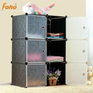 Meuble de rangement modulaire 6 cases bleu, pratique pour vêtements, jouets et accessoires.