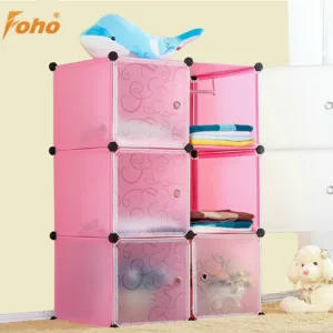 Meuble de rangement modulaire 6 cases bleu, pratique pour vêtements, jouets et accessoires.