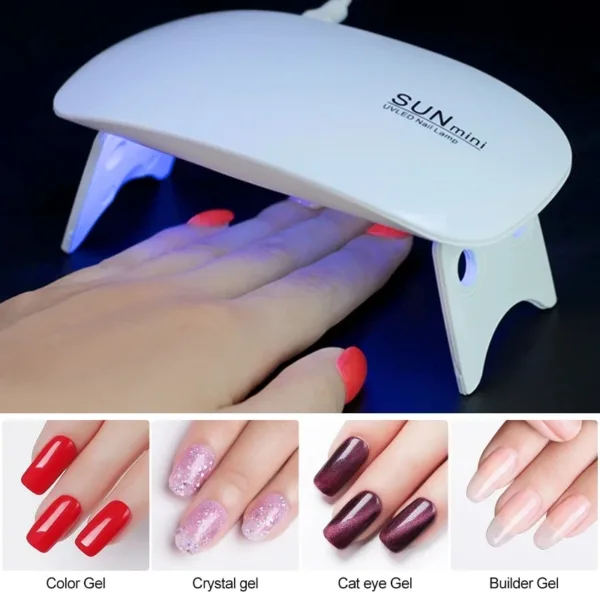 Mini lampe UV/LED pour ongles avec séchage rapide pour vernis gel, idéal pour une manucure professionnelle à domicile.