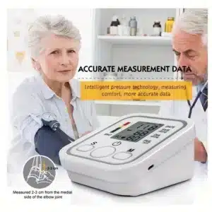 Tensiomètre électronique de bras avec interface pille et détection d'arythmie pour le suivi de la santé.