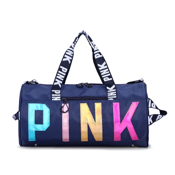 Sac de sport tendance "PINK" avec design coloré et bandoulière réglable.