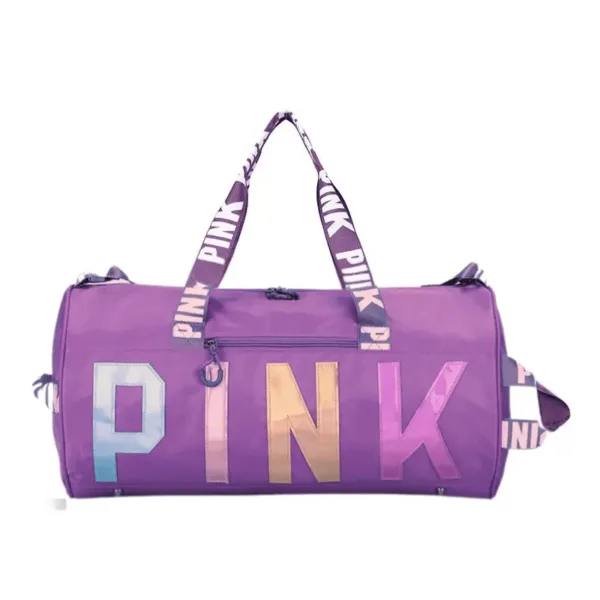 Sac de sport tendance "PINK" avec design coloré et bandoulière réglable.