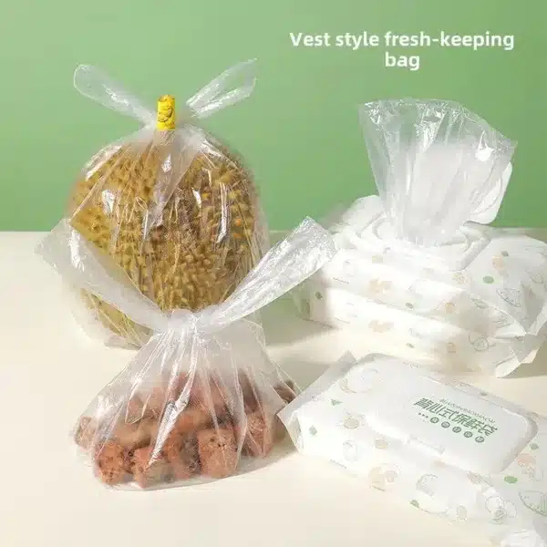 Sacs de conservation des aliments en plastique pour maintenir la fraîcheur des fruits et légumes.