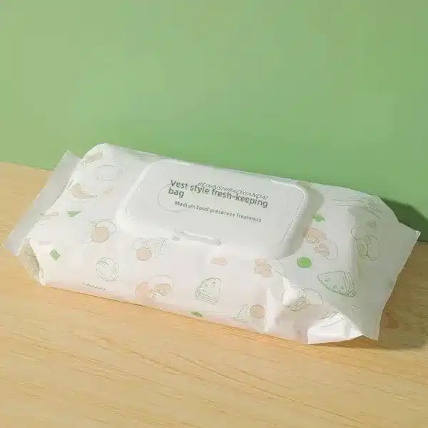 Sacs de conservation des aliments en plastique pour maintenir la fraîcheur des fruits et légumes.
