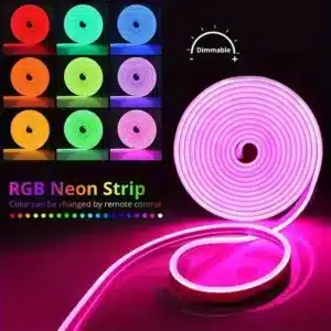 Bande LED néon flexible RGB avec télécommande et contrôle via application mobile.