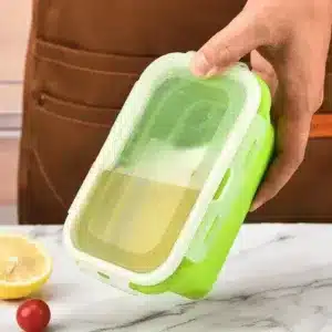 Boîte alimentaire pliable en silicone bleue étanche, compacte et réutilisable – Casablanca Maroc