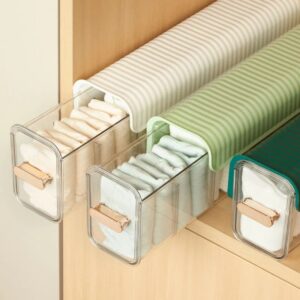 Boîte de rangement tiroir transparent avec couvercle pour vêtements et accessoires.