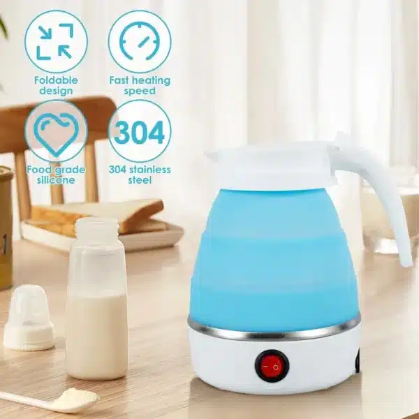 Bouilloire électrique pliable en silicone, portable et pratique