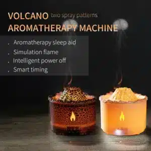 diffuseur huiles essentielles volcan effet flamme avec lumière LED et brume aromatique pour maison au Maroc