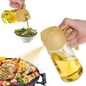 Distributeur d’huile et vaporisateur 2 en 1, outil de cuisine pratique et polyvalent.