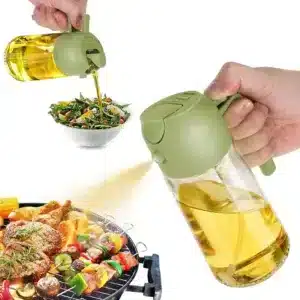 Distributeur d’huile et vaporisateur 2 en 1, outil de cuisine pratique et polyvalent.