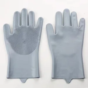 Gants de nettoyage en silicone multifonctions avec brosse intégrée.