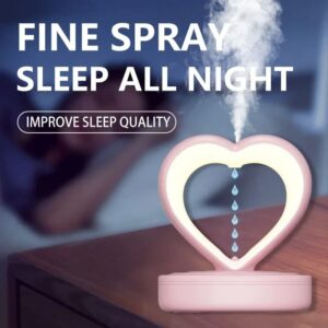 Humidificateur cœur lumineux avec éclairage LED romantique et fonction de brumisation.