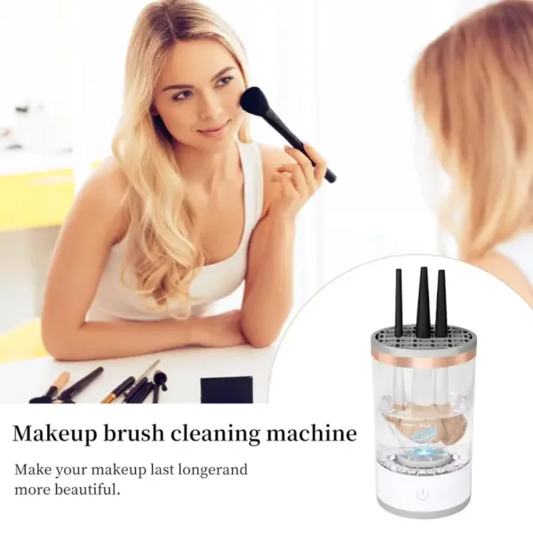 Nettoyeur automatique de pinceaux de maquillage, hygiène efficace et rapide.