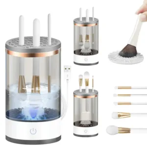 Nettoyeur automatique de pinceaux de maquillage, hygiène efficace et rapide.