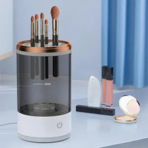 Nettoyeur automatique de pinceaux de maquillage, hygiène efficace et rapide.