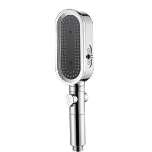 Pommeau de douche haute pression avec 3 modes de jet et design rectangulaire moderne.